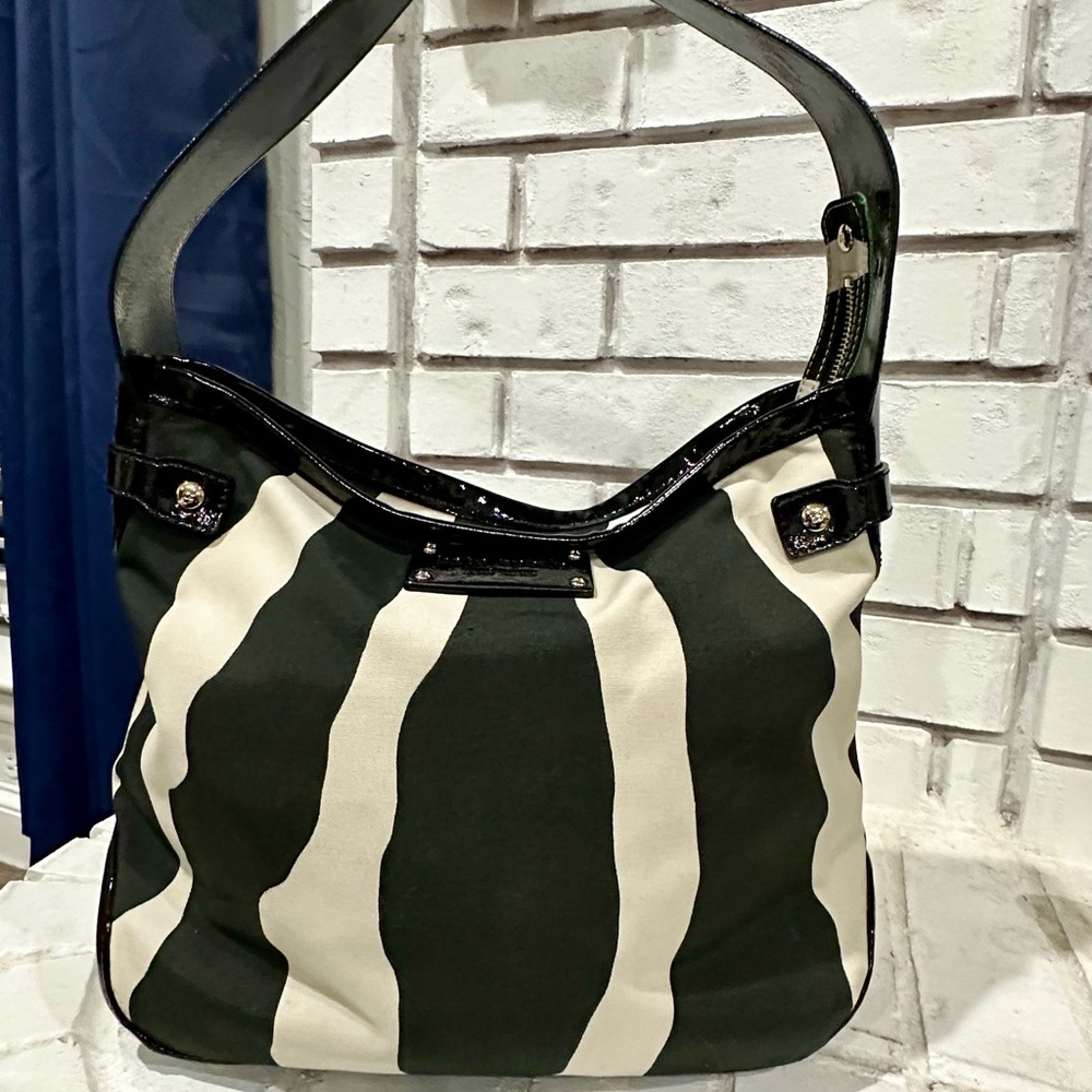 kate spade Black and White Striped Hobo Bag